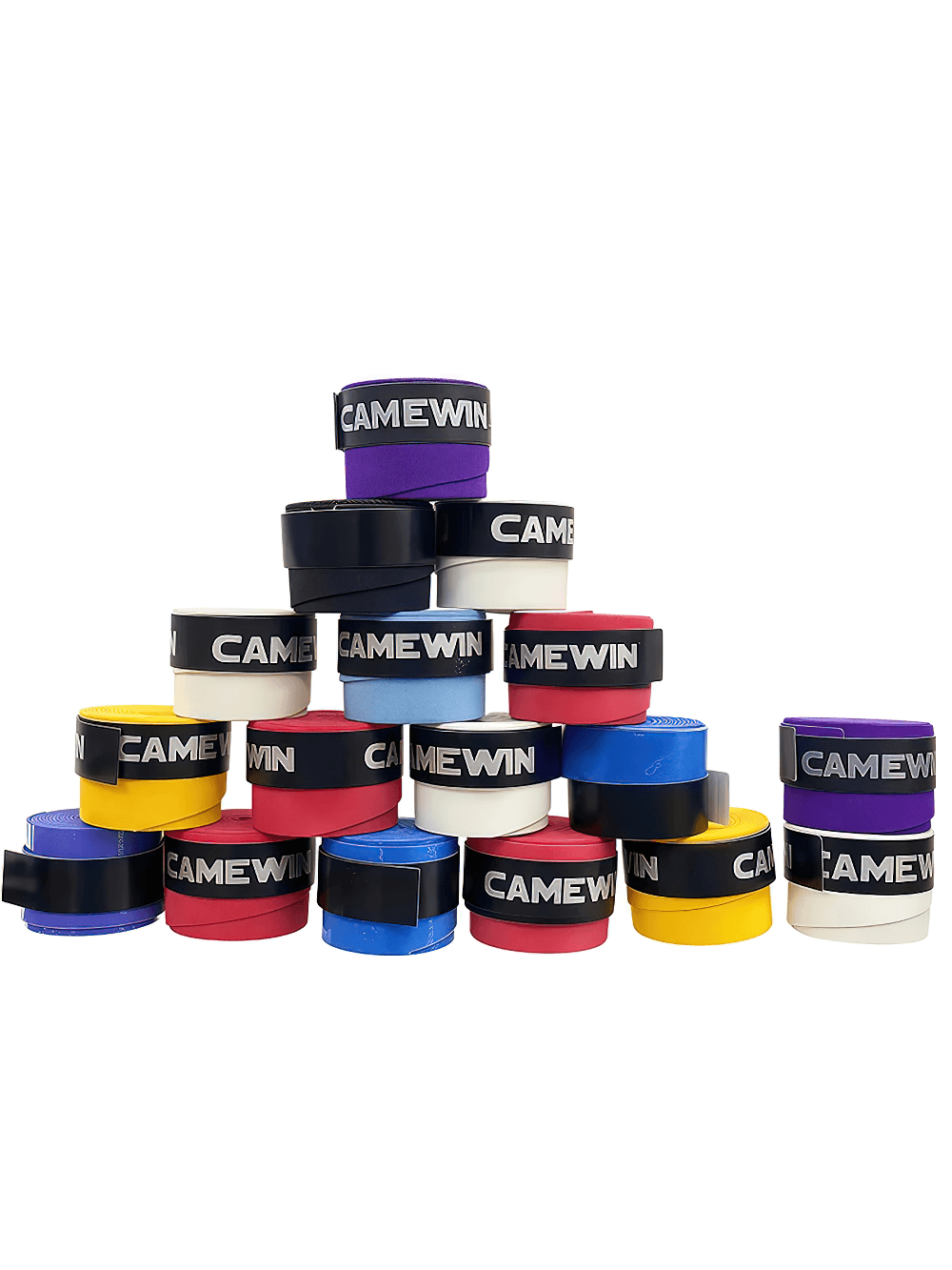 Colorful stack of 12Pcs Sticky Tennis and Badminton Racket Overgrips - SF3445 showcasing premium grip quality.